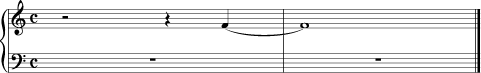 Figure 20. Quarter note on beat 4 tied to a whole note in the following bar (alternative notation).